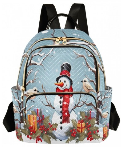 Christmas Winter Snowman Birds Backpack for Women Casual Daypack Small Backpacks Lightweight Shoulder Bag Travel Purse for Ou...