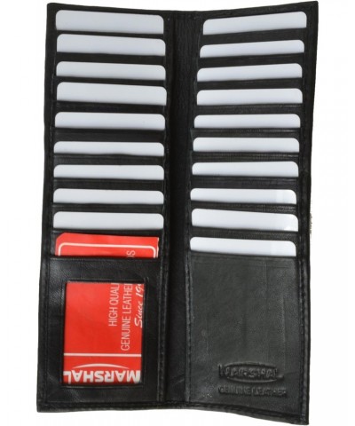 Leather Credit Card Wallet Secretary Large Deluxe Credit Card Capacity Black $9.17 Wallets