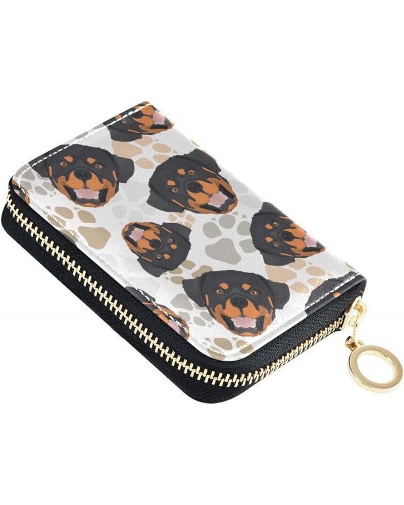 Doberman Dog RFID Credit Card Holder Leather With Zipper Card Case Wallet for Women Girls Rottweiler Dog $11.01 Wallets