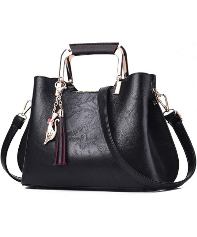 Womens Handbags and Purses Fashion Top Handle Satchel Tote PU Leather Shoulder Bags Black Black $35.60 Totes