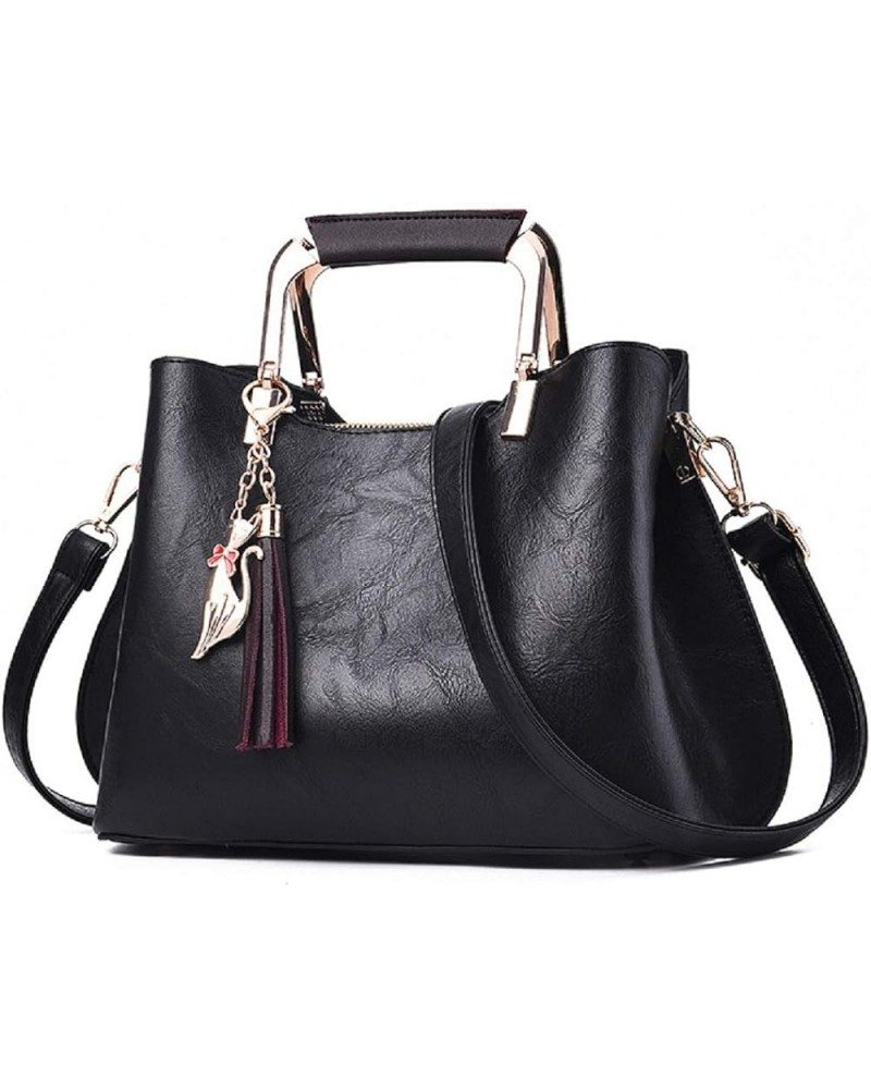 Womens Handbags and Purses Fashion Top Handle Satchel Tote PU Leather Shoulder Bags Black Black $35.60 Totes