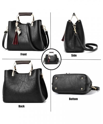 Womens Handbags and Purses Fashion Top Handle Satchel Tote PU Leather Shoulder Bags Black Black $35.60 Totes